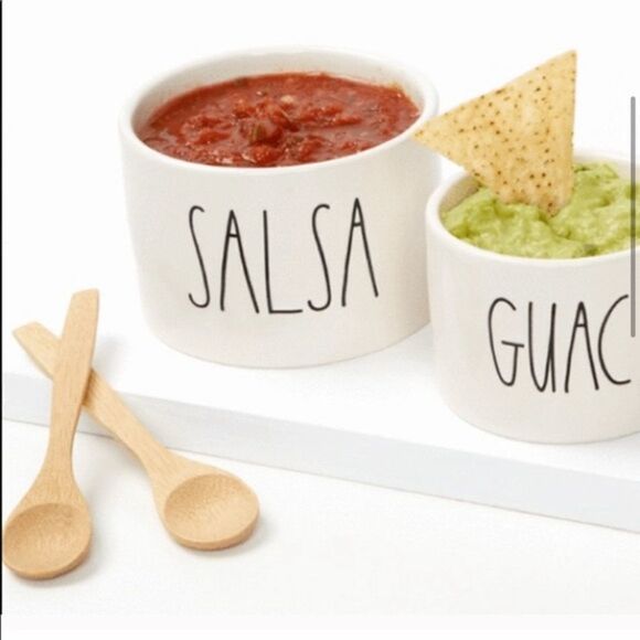 ✨ HP✨Rae Dunn Guac Salsa Bowls with bamboo spoons set✨ - Picture 7 of 9